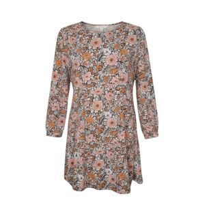 Anthropology HD In Paris Floral Patterned Keyhole 3/4 Sleeve Dress Size SP